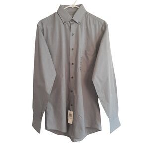 Van Heusen Dress Shirt Mens 15 34/35 Grey White Long Sleeve